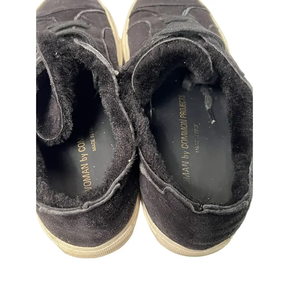 Common Projects Sneakers Size US 6.5 EU 37 Sherpa Suede Fuzzy Black Low‎ Lace Up
